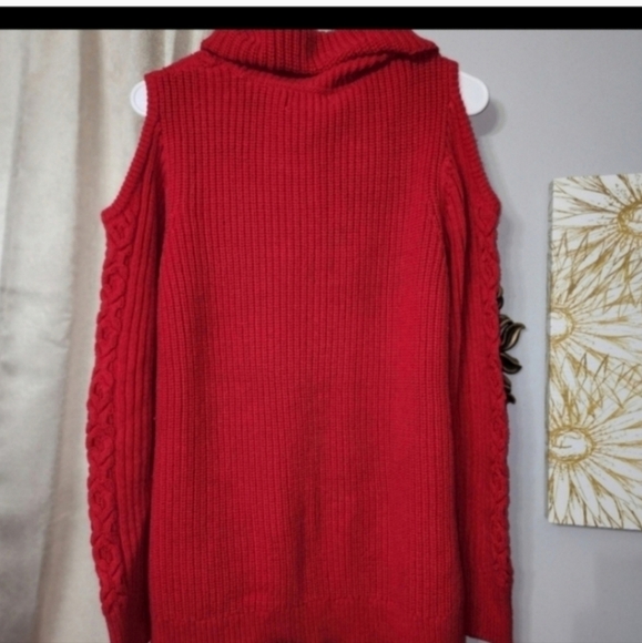 🍂🍁Ruff Hewn Turtleneck Cable Knit Sweater Haute Red XL fits 2xw - Picture 5 of 5